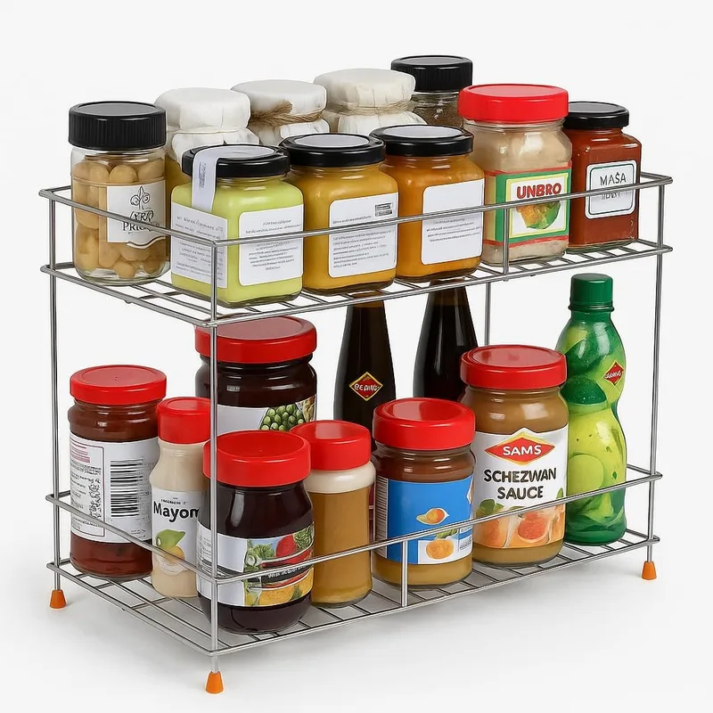 2-Tier Stainless Steel Kitchen Storage Spice Rack and Container Organizer Counter top Pantry Stand Multipurpose Masala Kitchen Rack Stand Space Saver Rack — 65% off on Amazon.in