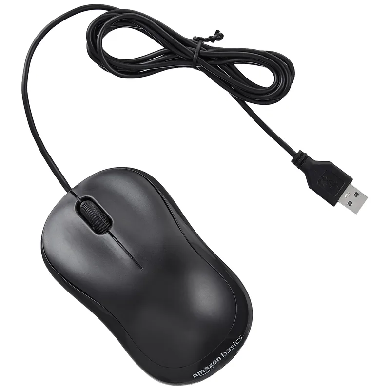 Amazon Basics Wired USB Mouse, 3-Button, 1000 DPI Optical Sensor, Plug & Play, for Windows/Mac — 89% off on Amazon.in