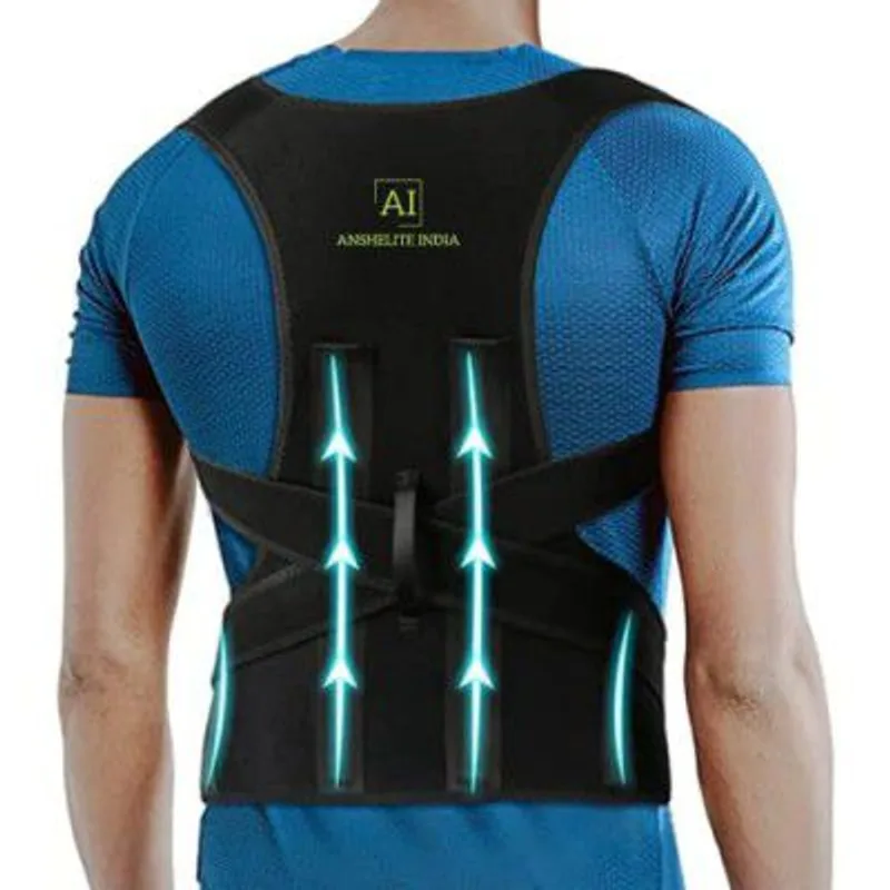 Anshelite India™ Unisex Posture Corrector Adjustable Straps | Two Metallic Plates at back For Best Support-Free Size — 87% off on Amazon.in