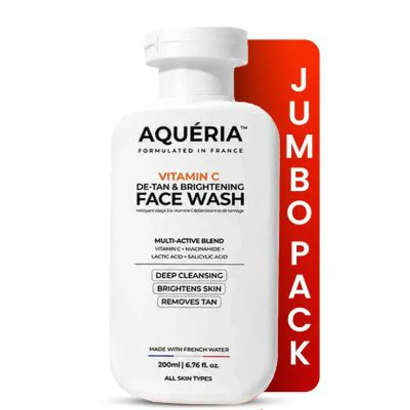 Aqueria Jumbo, 200ml Face Wash For De-Tan & Brightening Vitamin C — 80% off on Amazon.in