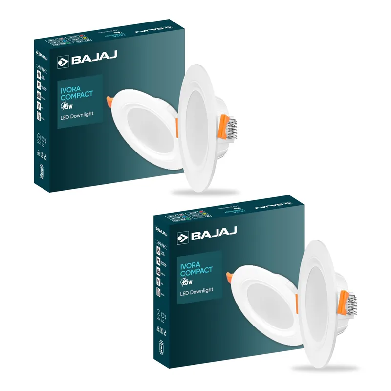Bajaj Polycarbonate Ivora Compact Downlight | 5W LED Downlight | Long Life of 25000 Hours (Pink, Pack of 2) — 80% off on Amazon.in