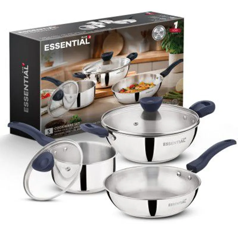 Bergner Essential Plus Stainless Steel 5 Pcs Cookware Set — 53% off on Amazon.in