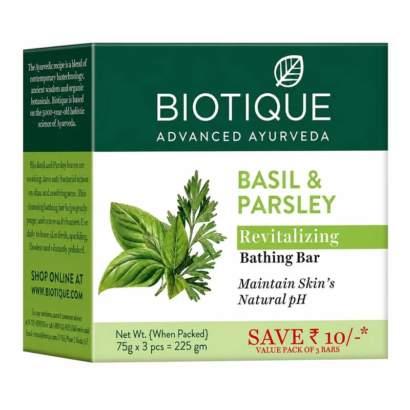 Biotique Basil and Parsley Body Revitalizing Body Soap (Pack of 3 x 75 g) — 38% off on Amazon.in
