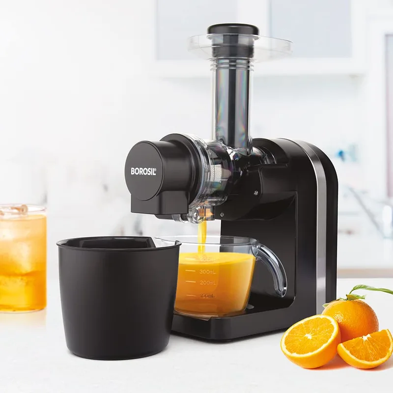 Borosil Nutririch 200W Cold Press Slow Juicer | 800ml Pulp Collector with 400ml Juice Container | Portable Juicer for Maximum Juice Extraction | Low Noise | Overheat & Safety Protection — 42% off on Amazon.in