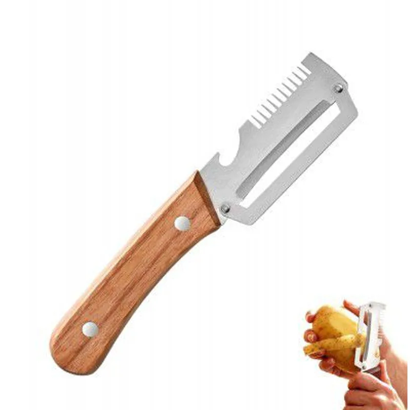 BRAMANI E COMMERCE 3-in-1 Stainless Steel Vegetable Peeler with Wooden Handle | Size, 200 Capacity, 150 W — 84% off on Amazon.in