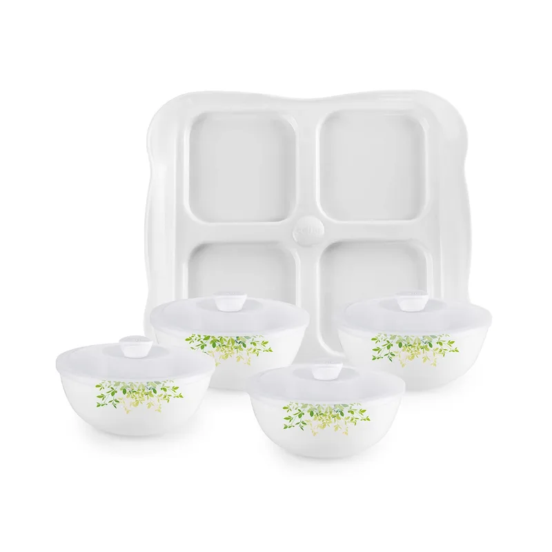 Cello Dazzle Series Opalware Green Orchard Dry Fruit Set of 9, White — 50% off on Amazon.in