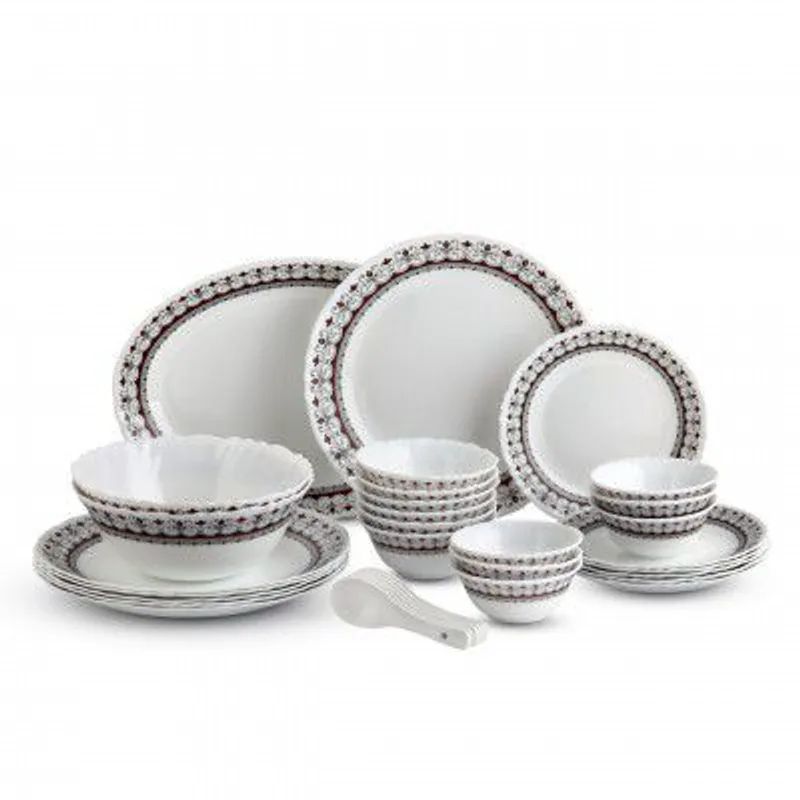 CELLO Lumina Imperial Plus Series Opalware Dinner Set of 33 Pieces For Family of 6 — 70% off on Amazon.in