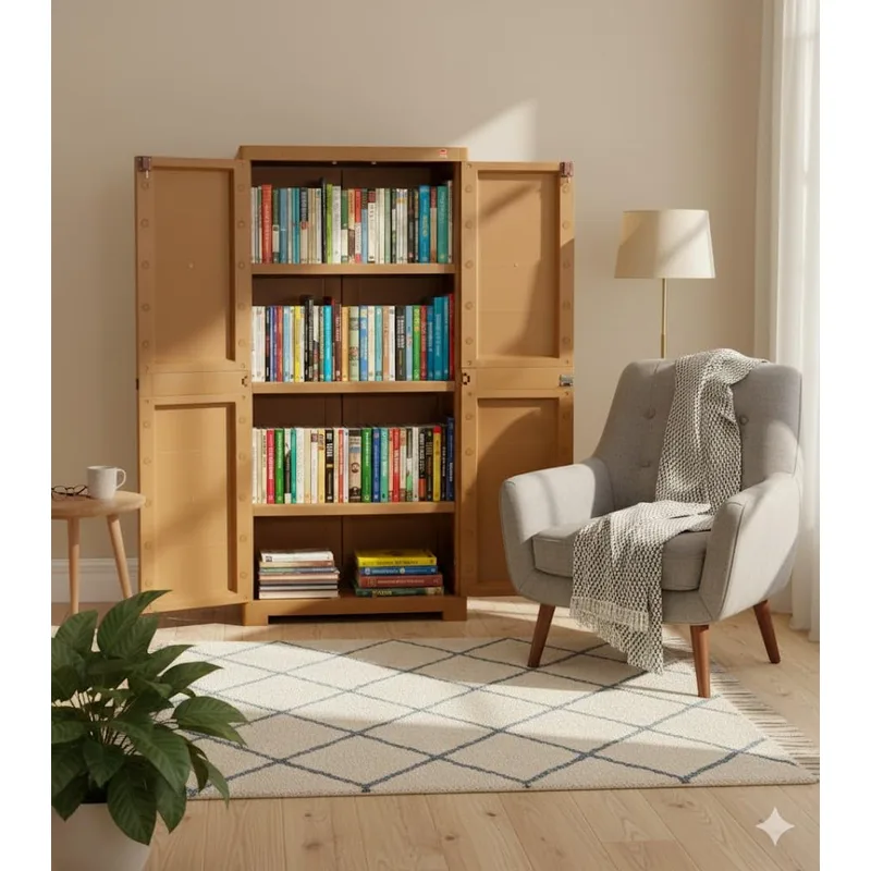 Cello Novelty Big Bookshelf, Sandalwood Brown | 2 Dustproof Doors  — 60% off on Amazon.in