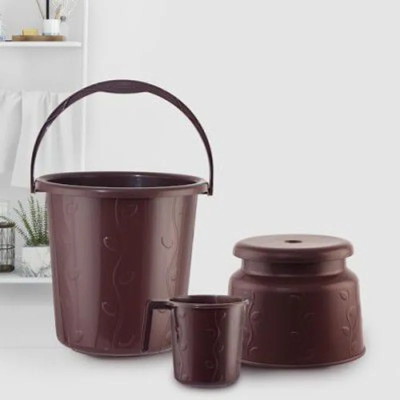Cello Petal Bathroom Set | Sturdy and Durable | Lightweight and Rigid | Small Set of 3, Dark Brown — 62% off on Amazon.in
