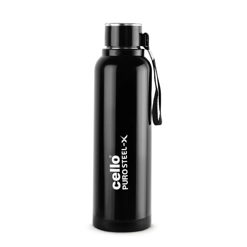 Cello Puro Steel-X Benz 900 | Water Bottle with Inner Steel and Outer Plastic, 730 ml, Black — 46% off on Amazon.in