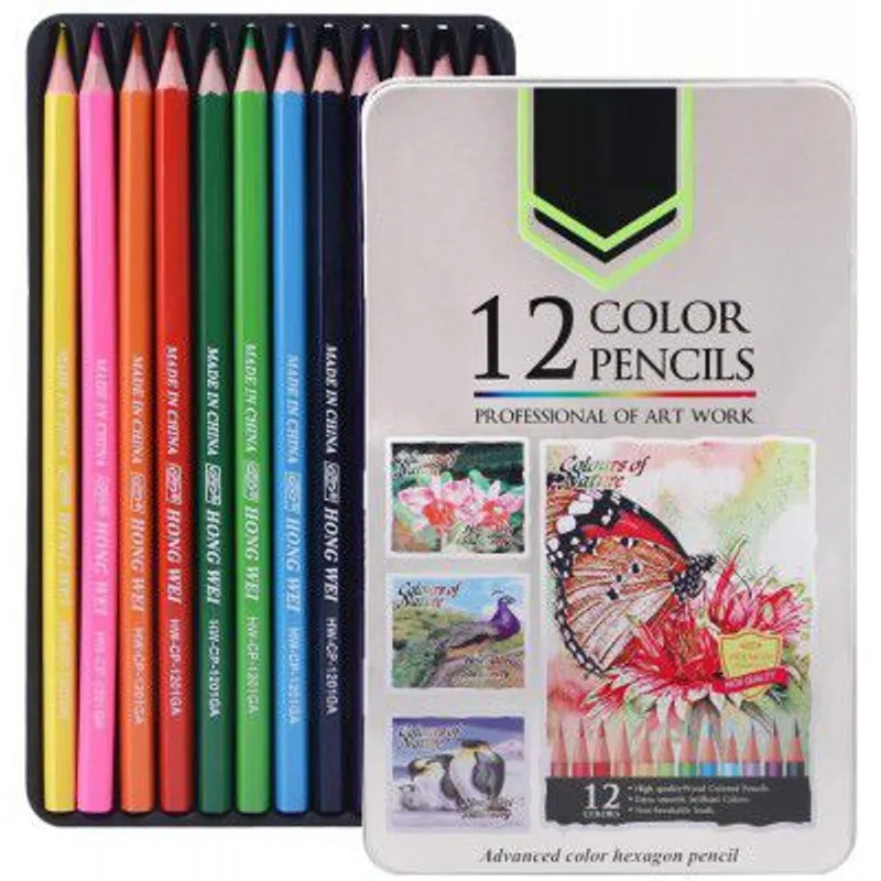 Corslet 12 Shades Color Pencil Set Hexagonal Colour Pencils Set with Iron Box Pencil Colours — 83% off on Amazon.in