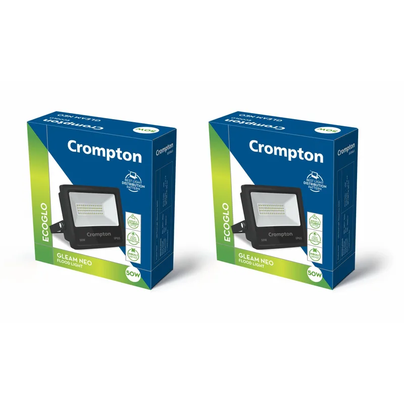 Crompton Aluminium Gleam 50W LED Flood Light | Outdoor Waterproof Security Light | Pack of 2 — 55% off on Amazon.in