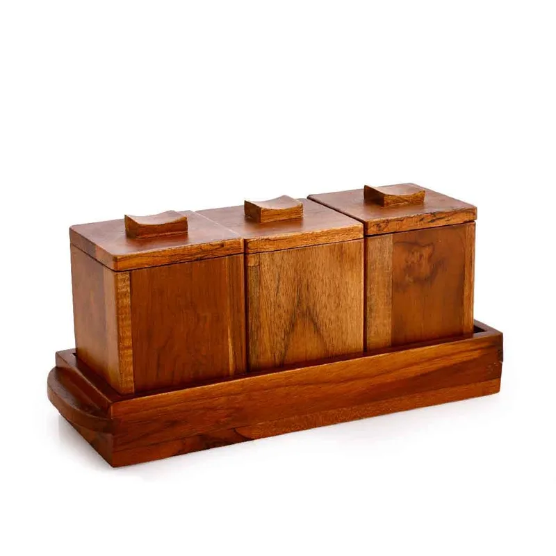 Crystal Milano Premium Teak Wood Tray with 3 Bowls — 81% off on Amazon.in