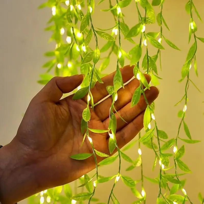 Desidiya ®Artificial Leaf Curtain LED String Light, 200 LEDs, 8 Modes, Adjustable Brightness, USB Plug, Perfect (10x3Feet, Green Color) — 84% off on Amazon.in