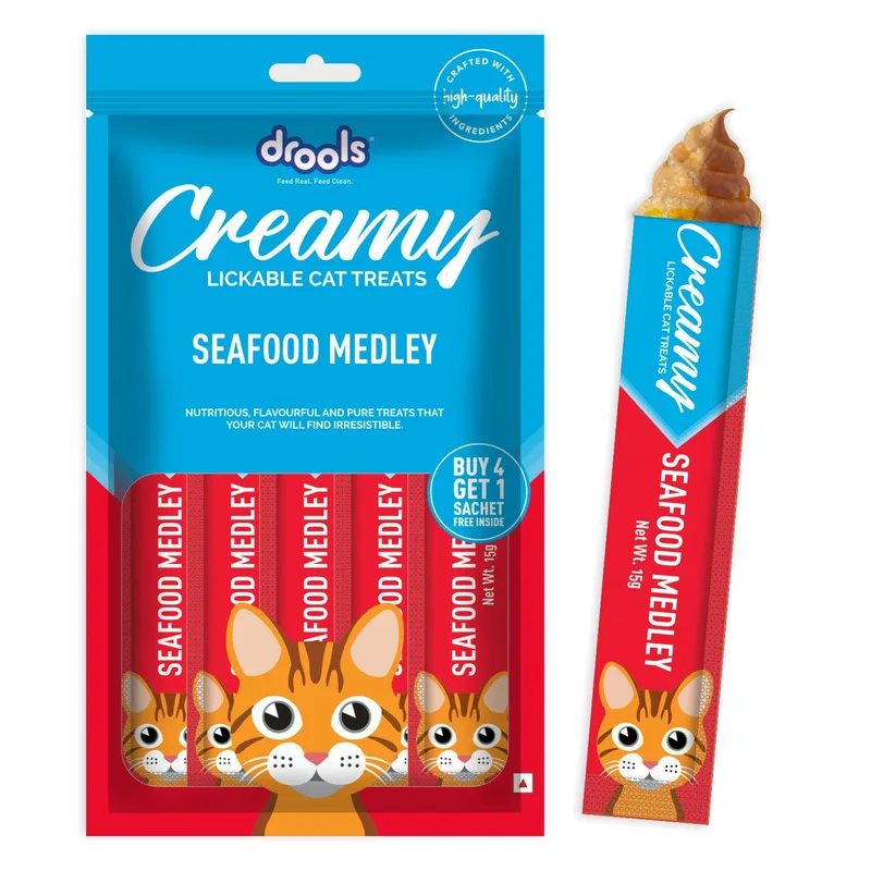 Drools Creamy Lickable Cat Treats (75g x 5 Pouches) Total 375g — 81% off on Amazon.in
