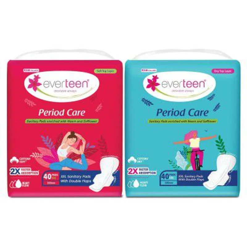 everteen XXL 80 Sanitary Pads for Women - 2 Packs (40 Pads Each) — 69% off on Amazon.in