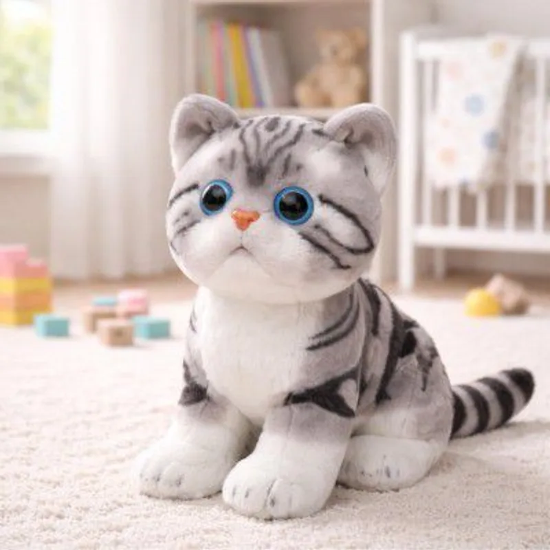 FuzzyTales Cat Plush Toy 30cm | Stuffed Plush Animal for Kids & Adults (Grey&Black, 30 cm) — 72% off on Amazon.in