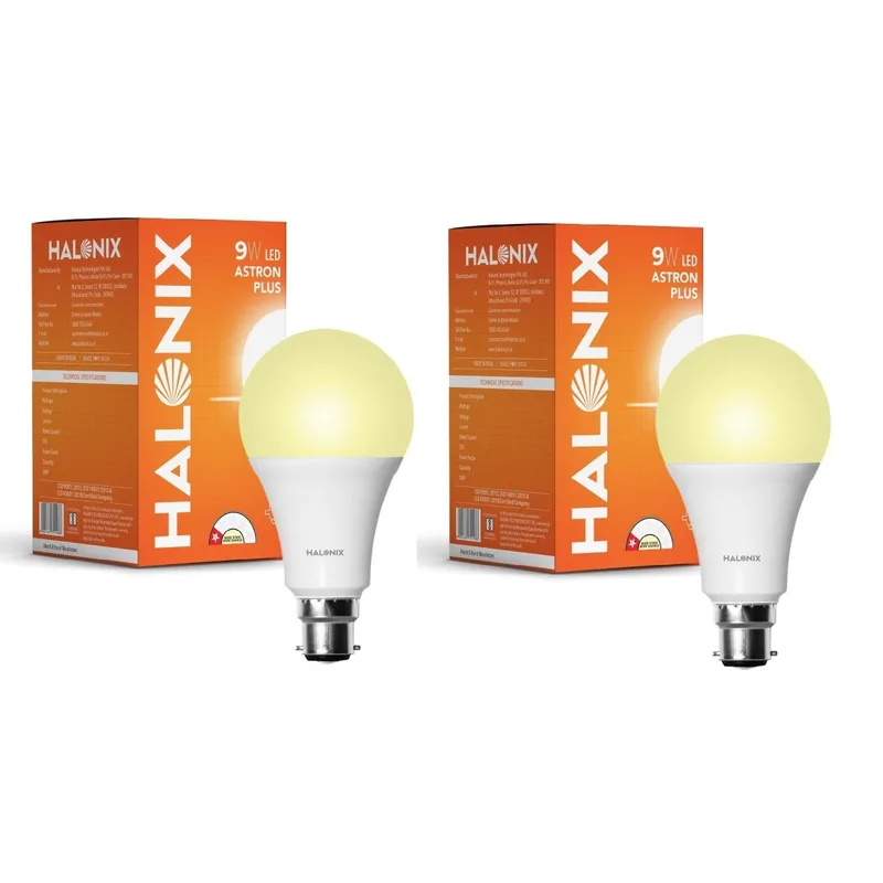 Halonix Photon Plus Base B22 9-Watt LED Bulb (Pack of 2, Warm White) — 75% off on Amazon.in