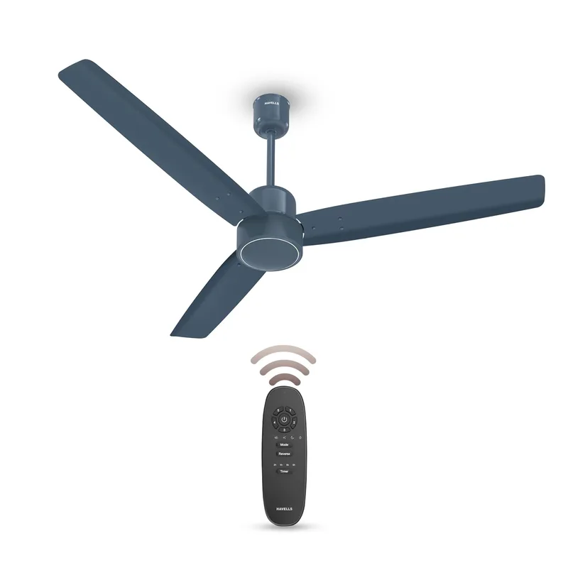 Havells FAB BLDC Ceiling Fan 1200mm, 350 RPM, Savings upto 65%, Denim Blue — 38% off on Amazon.in
