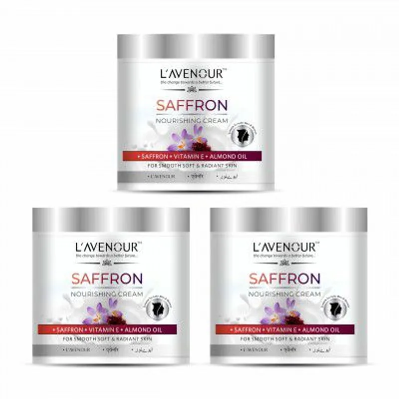 L'avenour Saffron Nourishing Cream with Vitamin E & Almond Oil - 100ml (Pack of 3) — 60% off on Amazon.in