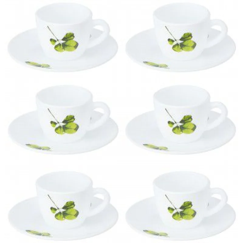 Larah by BOROSIL Oval Opalware Cup and Saucer Set of 12 pcs | Tea/Coffee Cups 90 ml — 46% off on Amazon.in