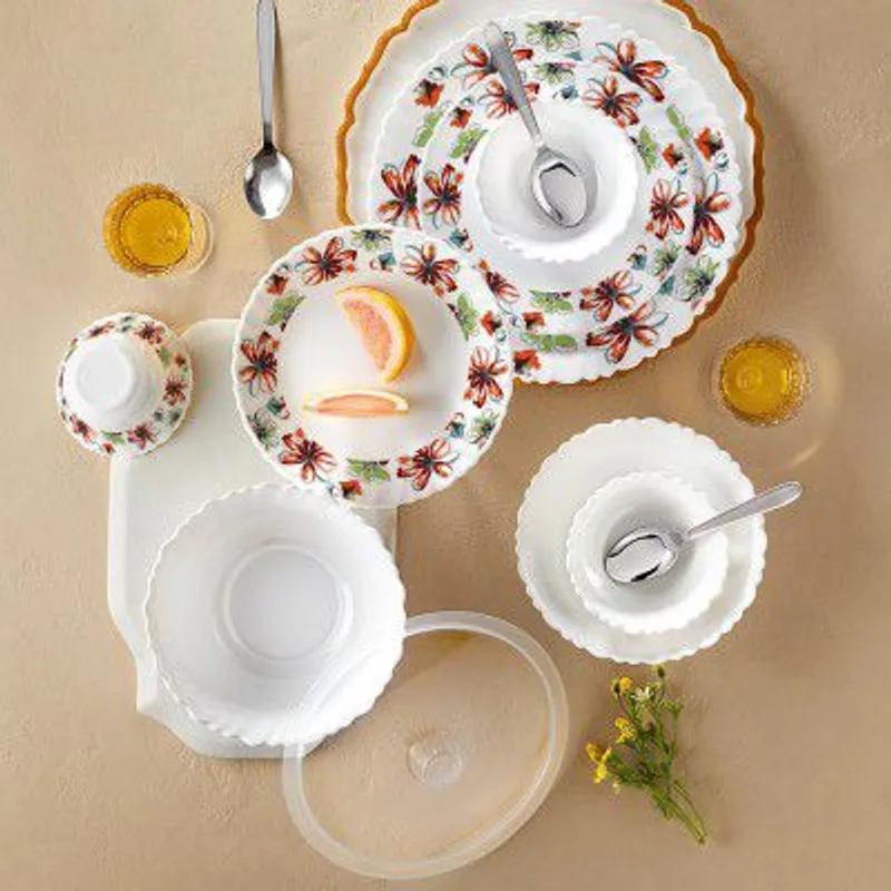 Larah by Borosil Silk Series Bali Opalware Dinner Set with Steel Spoon | 41 Pcs for Family of 6 — 61% off on Amazon.in