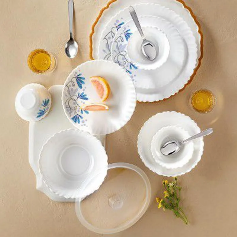Larah by Borosil Silk Series Twilight Opalware Dinner Set with Steel Spoon | 41 Pcs for Family of 6  — 57% off on Amazon.in