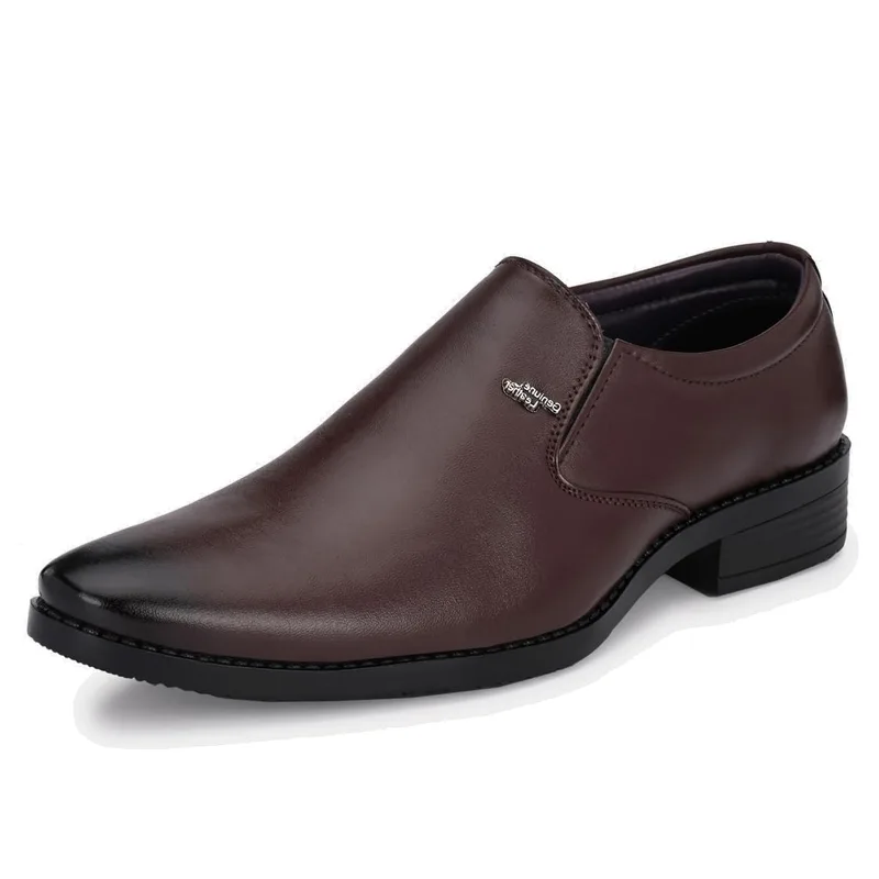 Leatherkraft Stacked Heel Slip-On Formal Shoes — 81% off on Amazon.in
