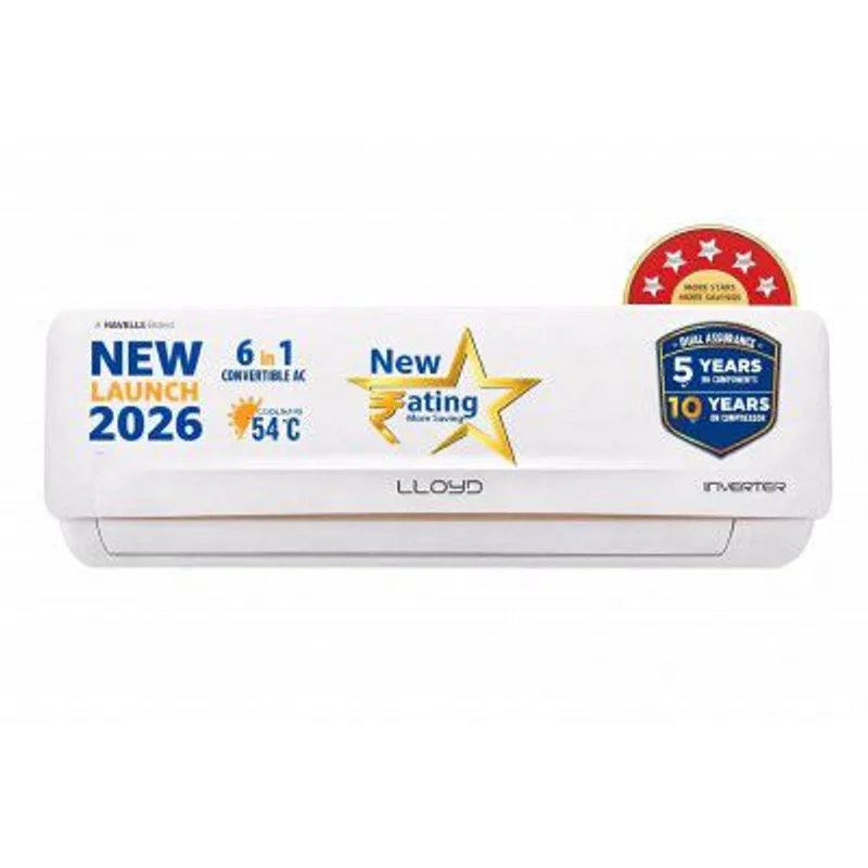 Lloyd 2 Ton 5 Star Inverter Split AC, 2026 New Star Rated (6 in 1 Convertible, GLS24I5AGCGR) — 37% off on Amazon.in