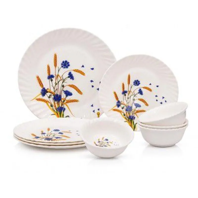 Melamine Dinner Set 18 Pieces, White with Blue & Yellow Floral Design, 6 Full Plates 6 Half Plates 6 Bowls, Lightweight Tableware Set for Home & Dining, — 72% off on Amazon.in