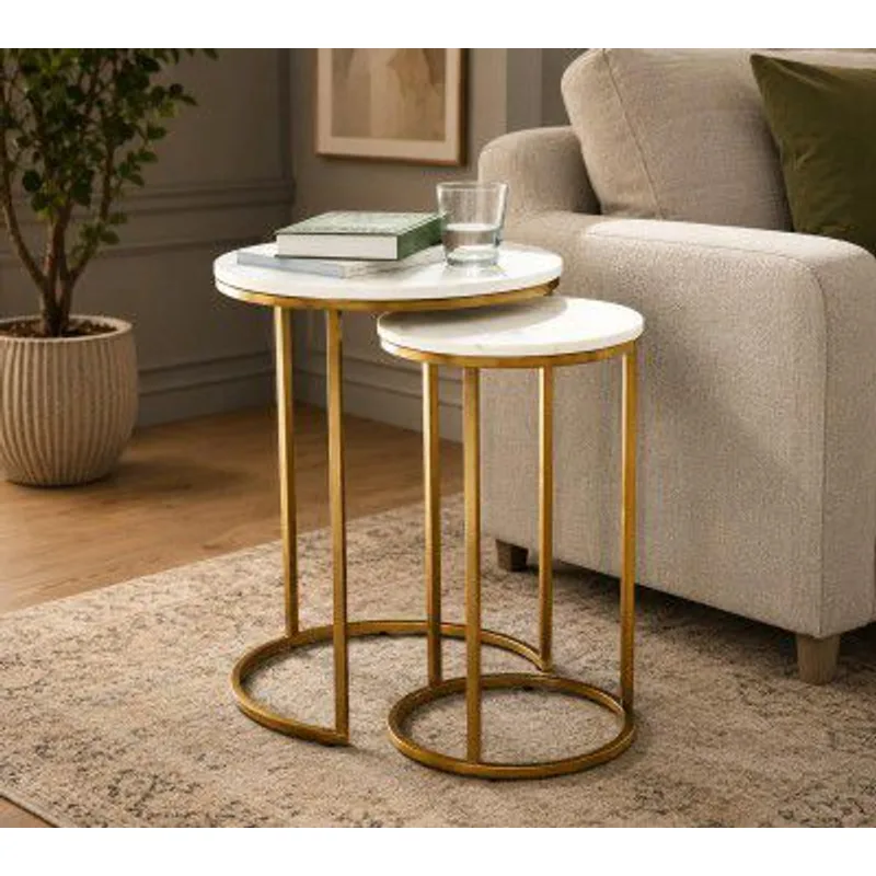 Nesting Side Tables, Gold & White, Set of 2 — 84% off on Amazon.in