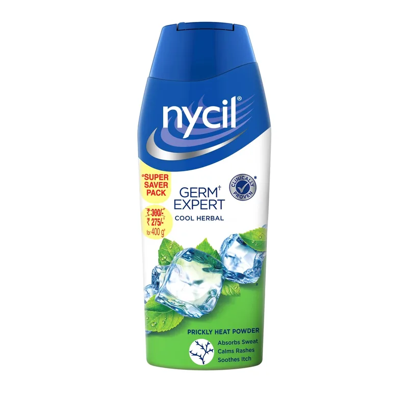 Nycil Germ Expert Cool Herbal Prickly Heat Powder, 400g Pack — 42% off on Amazon.in