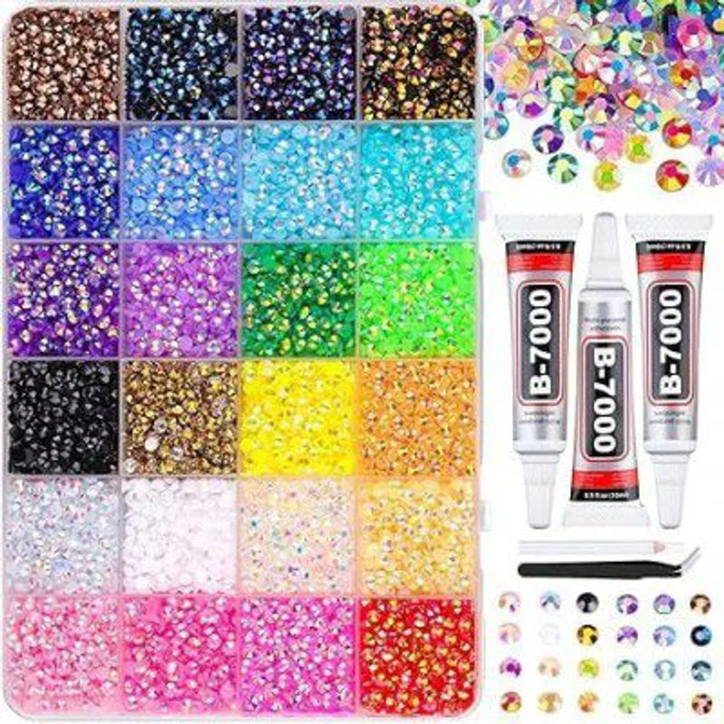 Oniswell 24000Pcs 24 Colors Resin Rhinestones Kit | 3mm Flatback Gems with 3Pcs B-7000 — 55% off on Amazon.in