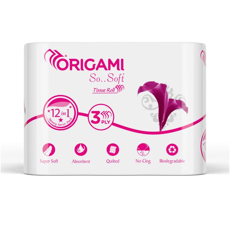 Origami 3 Ply Soft And Highly Absorbent Toilet Tissue Paper - Pack of 12 (140 Pulls Per Roll, 1680 Sheets) — 42% off on Amazon.in