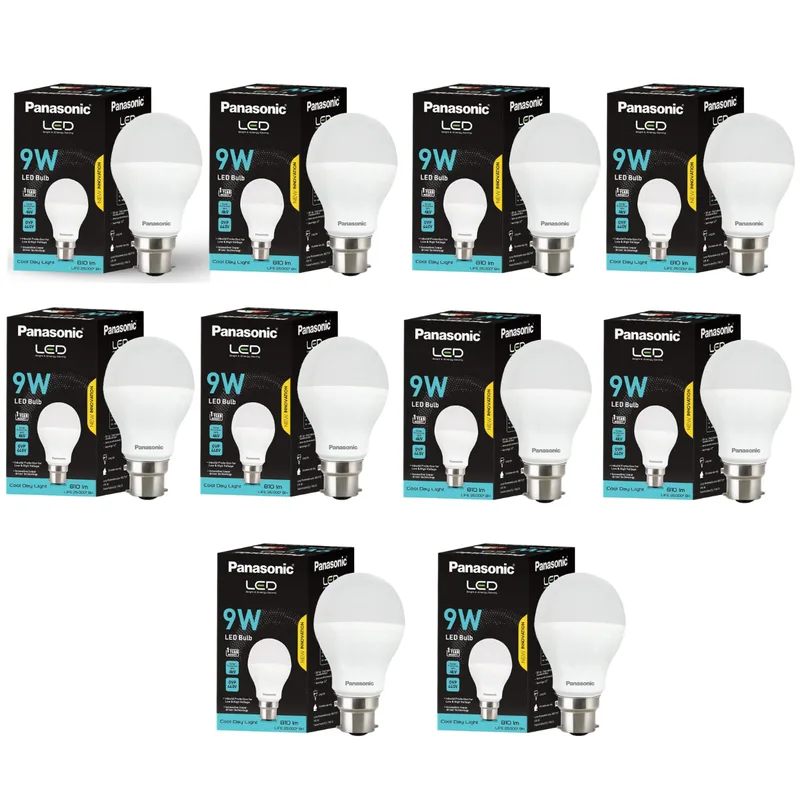 Panasonic Dura Saver 9W Bulb, B22 LED Bulb Base (Pack of 10) — 60% off on Amazon.in