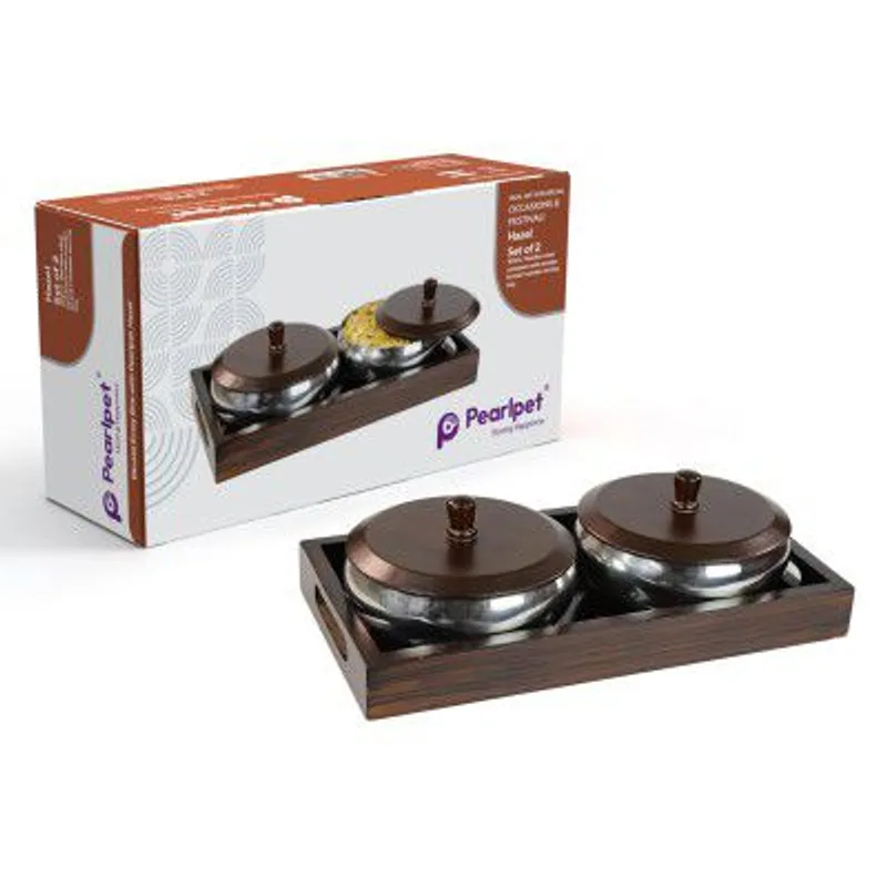 PEARLPET Hazel Stainless Steel 2 Bowls Set(500ml) | With Tray — 74% off on Amazon.in