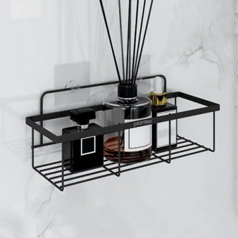 Plantex Shelf for Bathroom/GI Steel Shelf with Minor Surface Marks from Transit, Fully Quality Checked/Self Adhesive Bathroom Organiser (Black, Powder Coated) — 89% off on Amazon.in