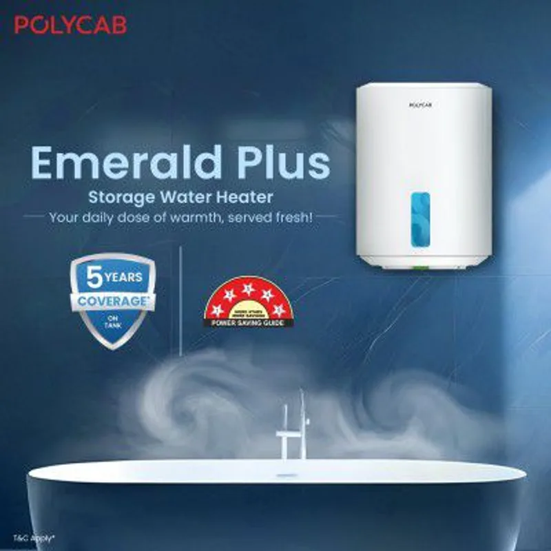 POLYCAB Emerald Plus 5-Star 15 Litre Water Heater (Geyser) — 59% off on Amazon.in