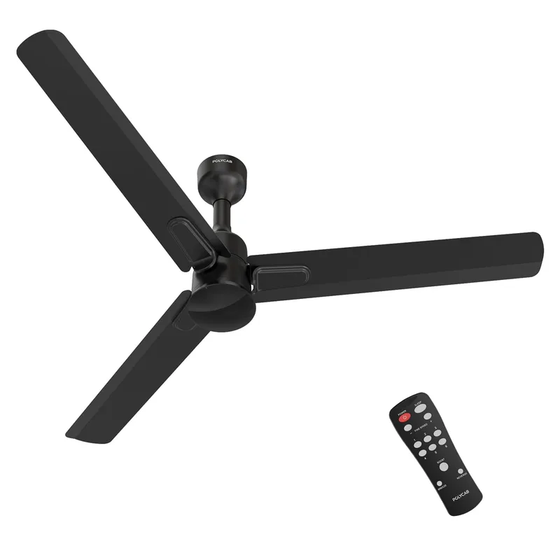 Polycab Silencio Mini DLX 1200mm 5-Star Advanced BLDC, Remote Ceiling fan | 3+1 Years Warranty?Midnight Black? — 67% off on Amazon.in