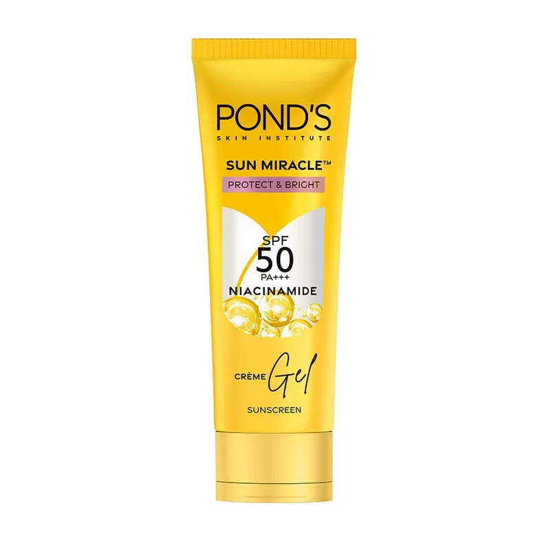 POND’S Sun Miracle SPF 50 PA+++ Crème Gel Sunscreen - 100g, With 3% Niacinamide, Fade Dark Spots in 4 Weeks — 58% off on Amazon.in