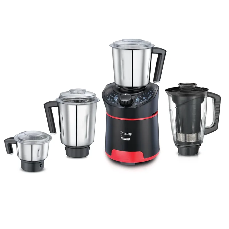 Prestige 1000 Watts Hercules with 4 Jars (3 Stainless Steel Jars + 1 Juicer Jar)| Juicing and Blending Jar with Sieve| Pure Copper Motor| Flow-Breaker Design |4 Super Efficient Blades| Red & Black — 48% off on Amazon.in