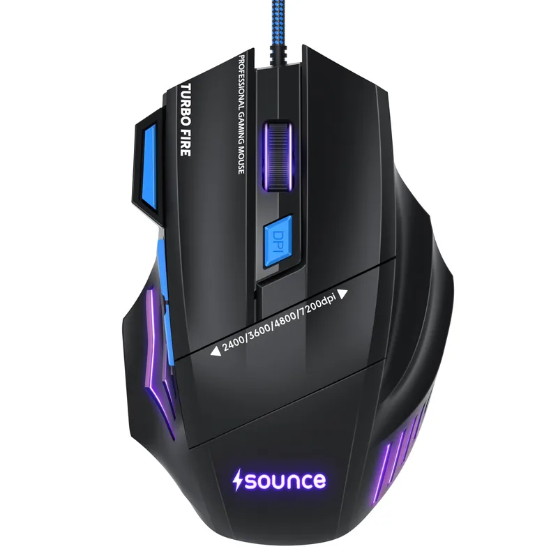 Sounce Apex Wired Gaming Mouse with 7200 DPI Precision Optical Sensor, 7 Programmable Buttons, RGB LED Modes (Black) — 70% off on Amazon.in