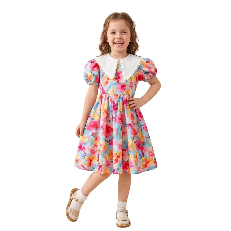 TAGAS Girls Floral Frock Dress with Bow | Sleeveless Princess Dress with Front Pockets | Elegant Birthday, Wedding Dress for Girls — 80% off on Amazon.in