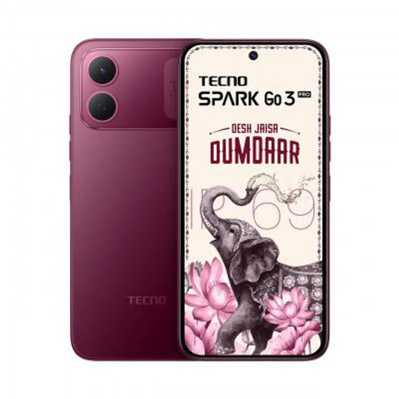 Tecno Spark Go3 Pro (Burgundy Red, 4GB+128GB) — 34% off on Amazon.in