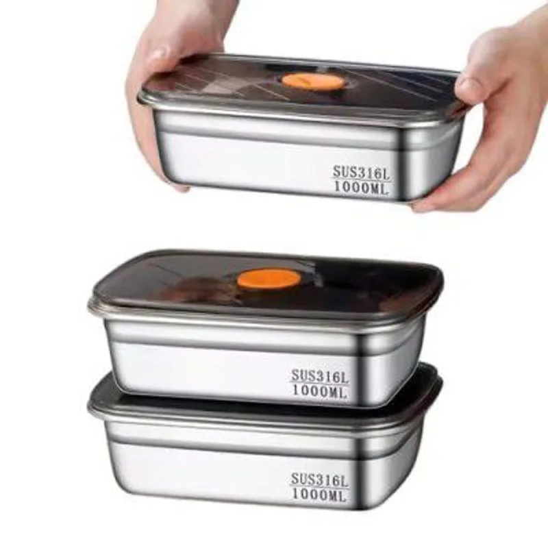Vhasm 316 Stainless Steel Fridge Storage Box Set of 3 (1000 ML Each) — 65% off on Amazon.in