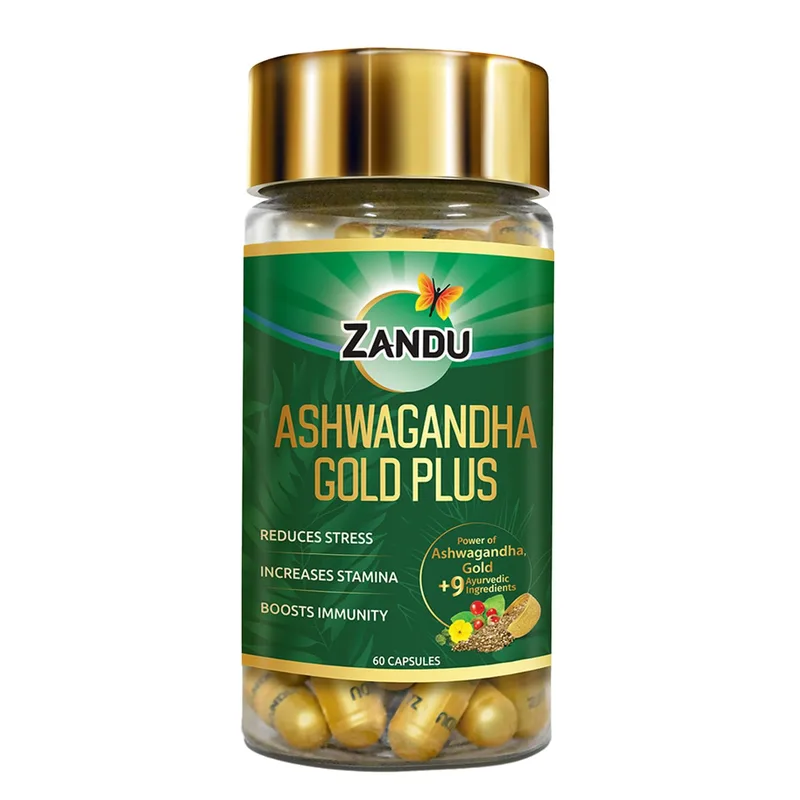 Zandu Ashwagandha Gold Plus I Reduces Stress & Cortisol | 60 Caps — 44% off on Amazon.in