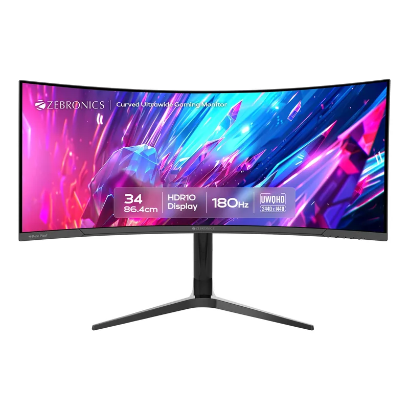 Zebronics PA234 34" 1500R Curved Ultrawide Gaming Monitor, UWQHD 3440x1440, 180Hz — 62% off on Amazon.in