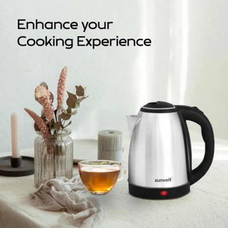 ZunVolt Electric Kettle with Stainless Steel Body, 1.8 litres boiler for Water, Tea, Coffee, Soup etc.(Black) — 61% off on Amazon.in
